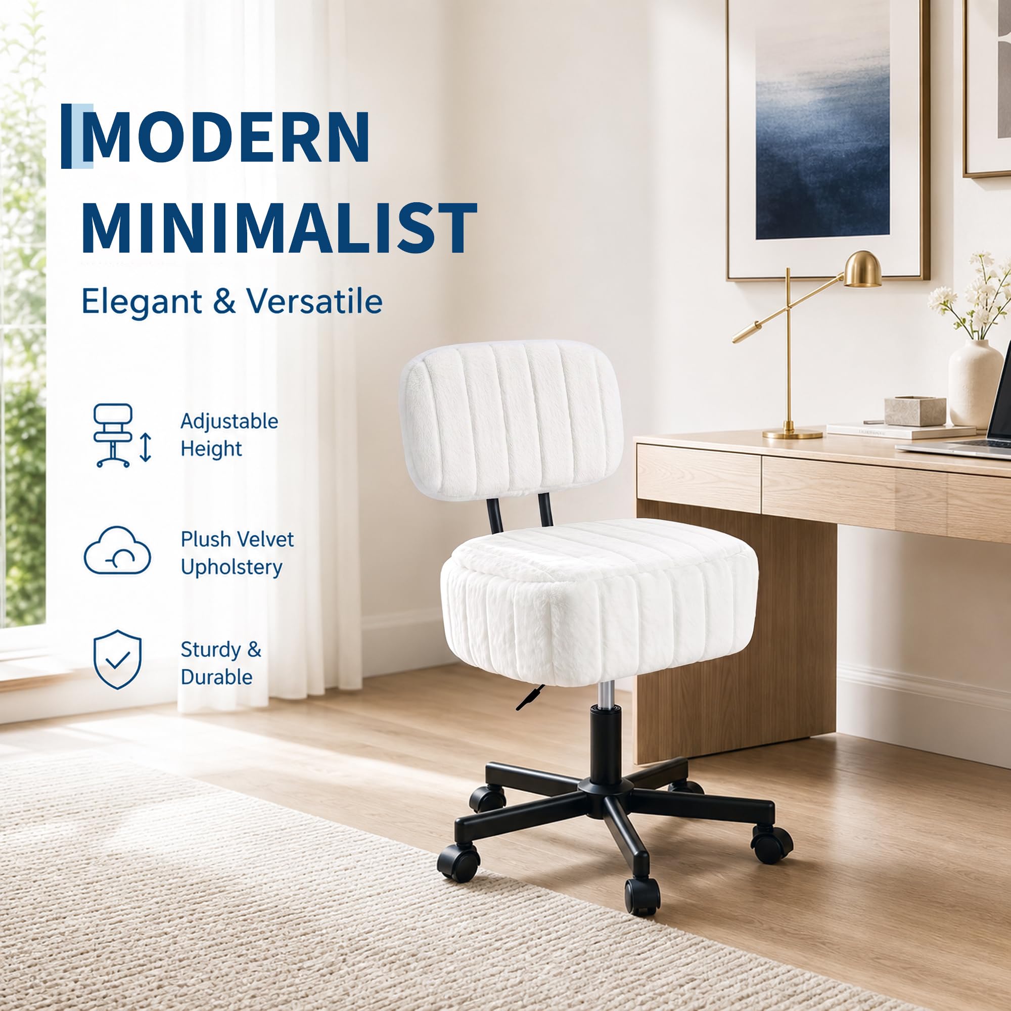 Vanity Chair with Storage, Fau - đánh giá và giá Office Stool
