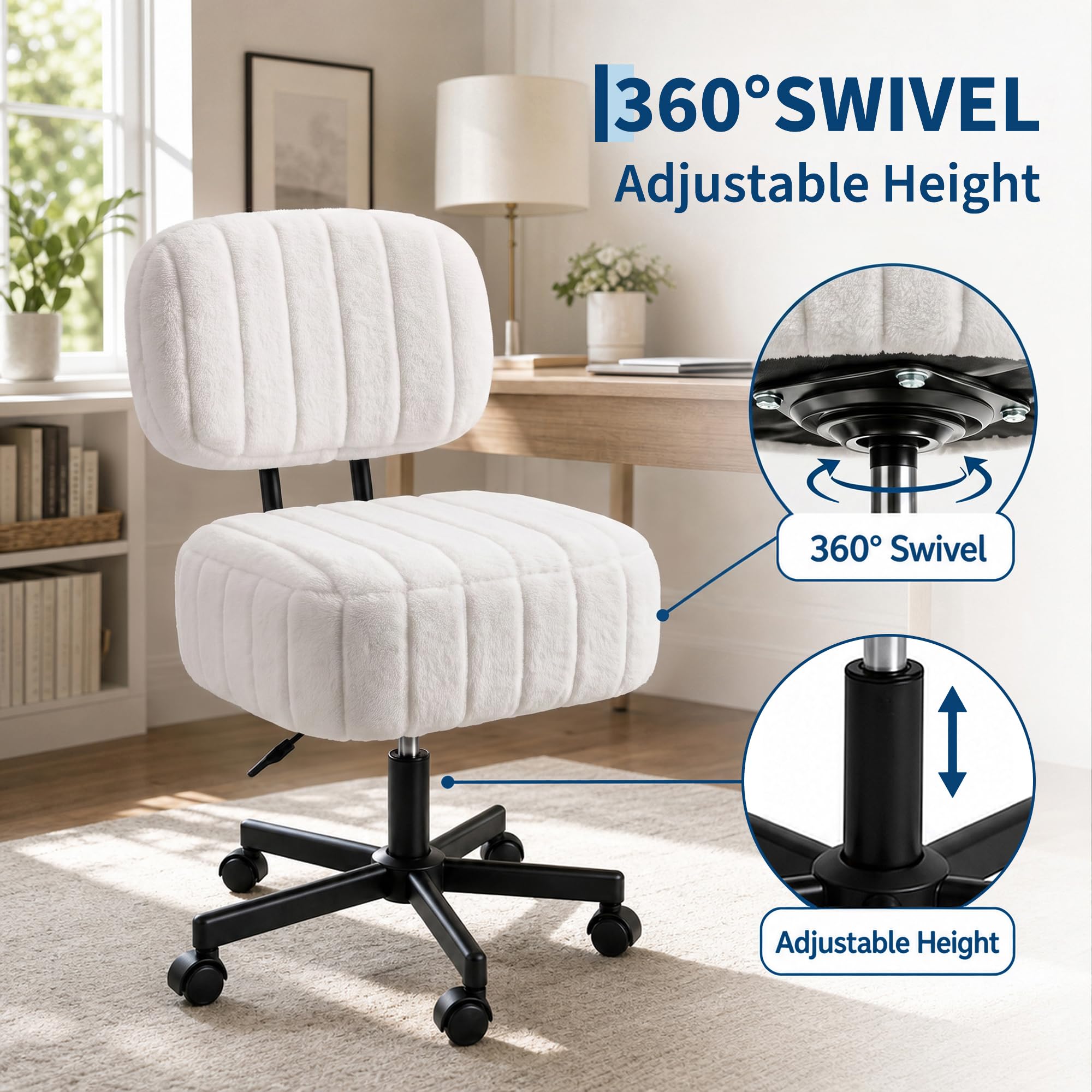 Vanity Chair with Storage, Fau - đánh giá và giá Office Stool