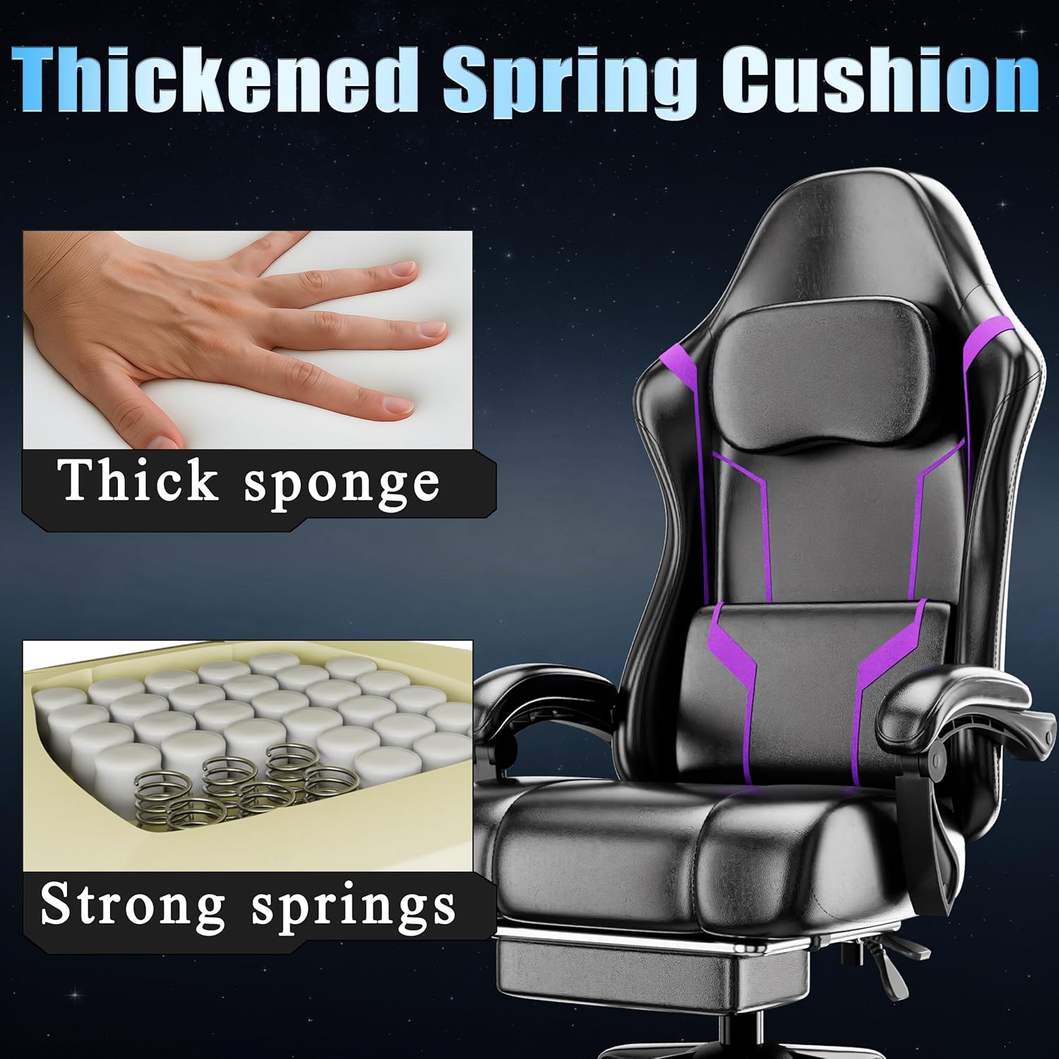 Ergonomic Gaming Chair with Po - đánh giá và giá Office Chair Cushion